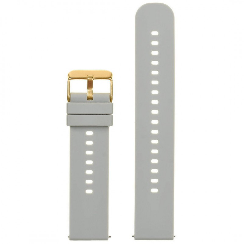 U27 rubber watch strap - light gray/gold - 18mm  Pasek gumowy do zegarka U27 - jasny szary/złoty - 18mm