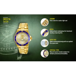 INVICTA PRO DIVER MALE WATCH 14124 - WR200, 40mm case (zv009a)ZEGAREK MĘSKI INVICTA PRO DIVER 14124 - WR200, koperta 40mm (zv009a)