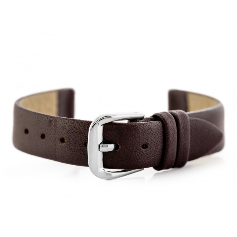 W86 leather watch strap - dark brown - 16mm  Pasek skórzany do zegarka W86 - ciemny brąz - 16mm