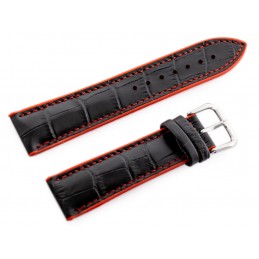 U18 rubber watch strap - black/red - 22mmPasek gumowy do zegarka U18 - czarny/czerwony - 20mm