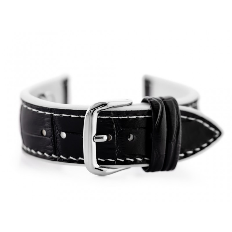 U18 rubber watch strap - black/white - 22mm  Pasek gumowy do zegarka U18 - czarny/biały - 22mm