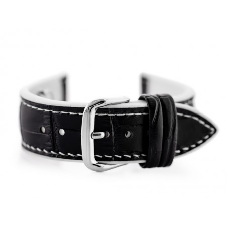 U18 rubber watch strap - black/white - 20mm