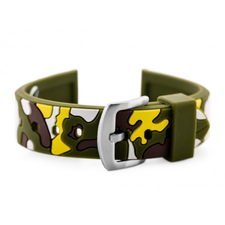 U13 watch rubber strap - olive/yellow-moro - 24mm