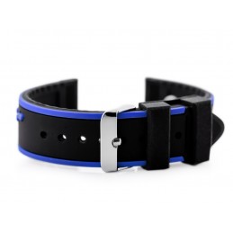 U06 rubber watch strap - black/black - 24mmPasek gumowy do zegarka U06 - czarny/granat - 24mm