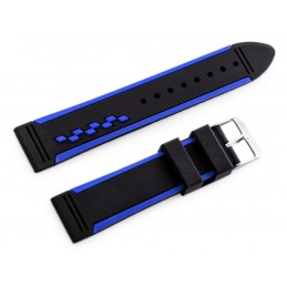 U06 rubber watch strap - black/black - 24mmPasek gumowy do zegarka U06 - czarny/granat - 24mm