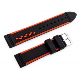 U06 rubber watch strap - black/maroon- 20mmPasek gumowy do zegarka U06 - czarny/bordowy- 20mm