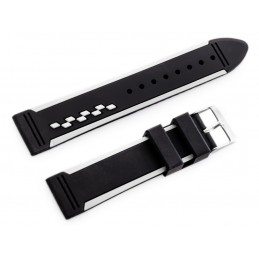 U06 rubber watch strap - black/white - 20mmPasek gumowy do zegarka U06 - czarny/biały - 20mm