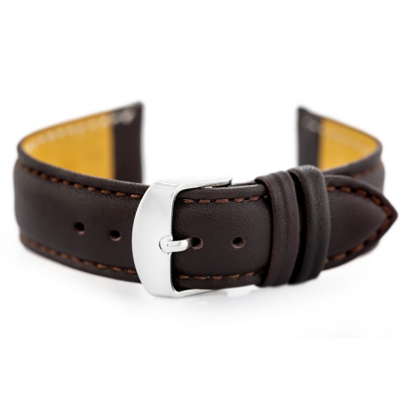 W83L leather watch strap - dark brown - 16mm  Pasek skórzany do zegarka W83L - ciemny brąz - 18mm