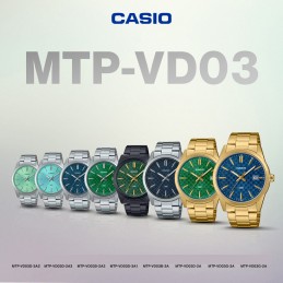 ZEGAREK MĘSKI CASIO MTP-VD03D-3A1 Green + BOXZEGAREK MĘSKI CASIO MTP-VD03D-3A1 Green + BOX