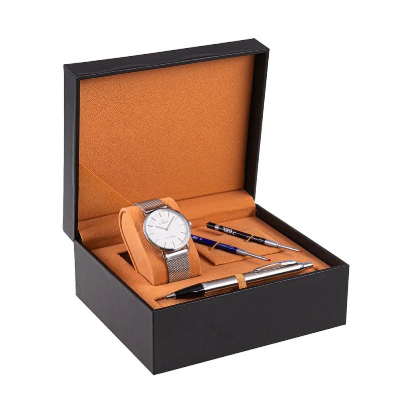 Zestaw Długopis Parker IM Stainless Steel CT + Zegarek G. Rossi + wkłady [2143631/14]  