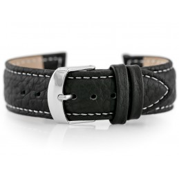 W71 leather watch strap - black/white - 18mmPasek skórzany do zegarka W71 - czarny/biały - 18mm