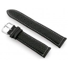 W71 leather watch strap - black/white - 18mmPasek skórzany do zegarka W71 - czarny/biały - 18mm