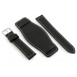 W85 leather watch strap - washer - black/white - 20mmPasek skórzany do zegarka W85 - podkładka - czarny/biały - 20mm