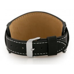 W85 leather watch strap - washer - black/white - 18mmPasek skórzany do zegarka W85 - podkładka - czarny/biały - 18mm