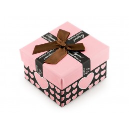 Gift box for watch - hearts light pinkPrezentowe pudełko na zegarek - serduszka jasny róż