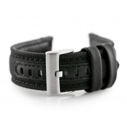 W34 leather watch strap - PREMIUM - black/black - 24mmPasek skórzany do zegarka W34 - PREMIUM - czarny/czarne - 24mm