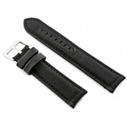 W34 leather watch strap - PREMIUM - black/black - 24mmPasek skórzany do zegarka W34 - PREMIUM - czarny/czarne - 24mm