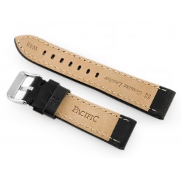 W48 leather watch strap - PREMIUM - black/black - 22mmPasek skórzany do zegarka W48 - PREMIUM - czarny/czarne - 22mm