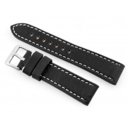 W48 leather watch strap - PREMIUM - black/white - 20mmPasek skórzany do zegarka W48 - PREMIUM - czarny/białe - 20mm