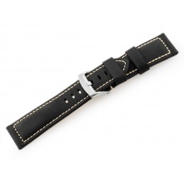 W29 leather watch strap - black - 22mmPasek skórzany do zegarka W29 - czarny - 22mm