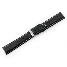 W26 leather watch strap - PREMIUM - black/white - 22mmPasek skórzany do zegarka W26 - PREMIUM - czarny/białe - 22mm