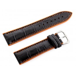 U18 rubber watch strap - black/orange - 22mmPasek gumowy do zegarka U18 - czarny/pomarańczowy - 22mm