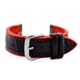 U18 rubber watch strap - black/red - 22mmPasek gumowy do zegarka U18 - czarny/czerwony - 20mm
