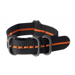 N01 NATO watch strap - black/orange (narrow) - 20mmPasek N01 NATO parciany do zegarka - czarny/pomarańczowy (wąski) - 20mm