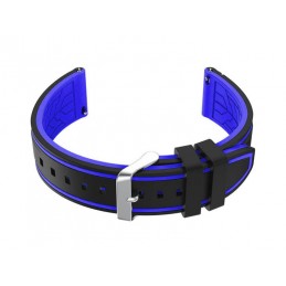 U14 rubber watch strap - black/blue - 20mmPasek gumowy do zegarka U14 - czarny/niebieski - 20mm