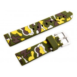 U13 watch rubber strap - olive/yellow-moro - 24mmPasek gumowy do zegarka U13 - oliwkowy/żółty-moro - 24mm
