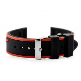 U06 rubber watch strap - black/maroon- 20mmPasek gumowy do zegarka U06 - czarny/bordowy- 20mm