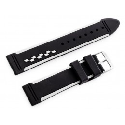U06 rubber watch strap - black/white - 20mmPasek gumowy do zegarka U06 - czarny/biały - 20mm