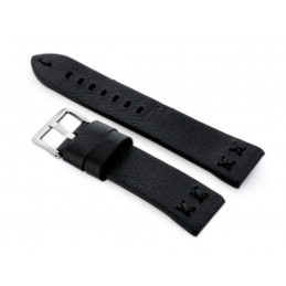 W79 black leather watch strap - 22mmPasek skórzany do zegarka W79 czarny - 22mm