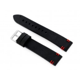 W110 leather watch strap - black/red - 22mmPasek skórzany do zegarka W110 - czarny/czerwone - 22mm