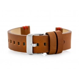 W110 leather watch strap - brown/red - 22mmPasek skórzany do zegarka W110 - brąz/czerwone - 22mm