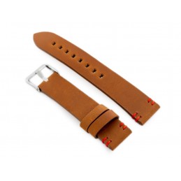 W110 leather watch strap - brown/red - 22mmPasek skórzany do zegarka W110 - brąz/czerwone - 22mm