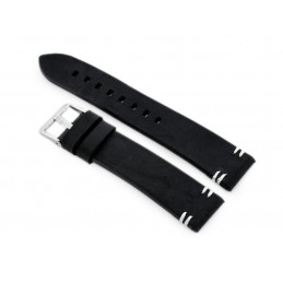 W110 leather watch strap - black/white - 20mmPasek skórzany do zegarka W110 - czarny/białe - 20mm
