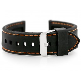U20 rubber watch strap - black/orange 28mmPasek gumowy do zegarka U20 - czarny/pomarańczowe 28mm