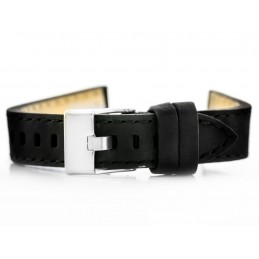 W25 leather watch strap - black - 24mmPasek skórzany do zegarka W25 - czarny - 24mm