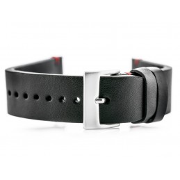 W118 leather watch strap - black/red - 22mmPasek skórzany do zegarka W118 - czarny/czerwone - 22mm
