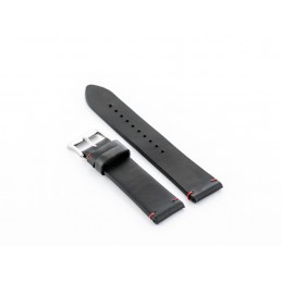 W118 leather watch strap - black/red - 22mmPasek skórzany do zegarka W118 - czarny/czerwone - 22mm