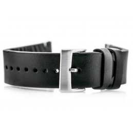 W118 leather watch strap - black/white - 24mmPasek skórzany do zegarka W118 - czarny/białe - 24mm