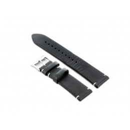 W118 leather watch strap - black/white - 24mmPasek skórzany do zegarka W118 - czarny/białe - 24mm