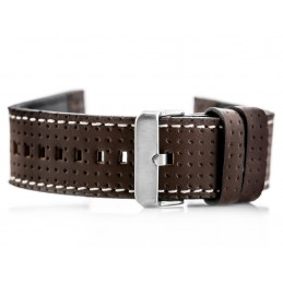 W40 leather watch strap - brown/white - 24mmPasek skórzany do zegarka W40 - brązowy/biały - 24mm
