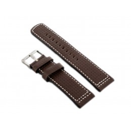 W40 leather watch strap - brown/white - 24mmPasek skórzany do zegarka W40 - brązowy/biały - 24mm
