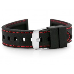 U20 rubber watch strap - black/red 18mmPasek gumowy do zegarka U20 - czarny/czerwone 18mm