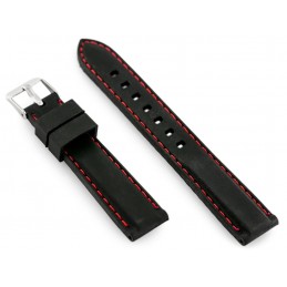 U20 rubber watch strap - black/red 18mmPasek gumowy do zegarka U20 - czarny/czerwone 18mm