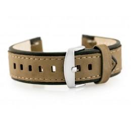 W80 beige/black leather watch strap - 20mmPasek skórzany do zegarka W80 beżowy/czarny - 20mm