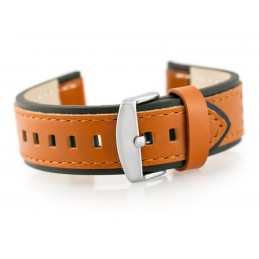 W80 brown/black 20mm leather watch strapPasek skórzany do zegarka W80 brązowo/czarny 20mm