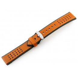 W80 brown/black 24mm leather watch strapPasek skórzany do zegarka W80 brązowy/czarny 24mm